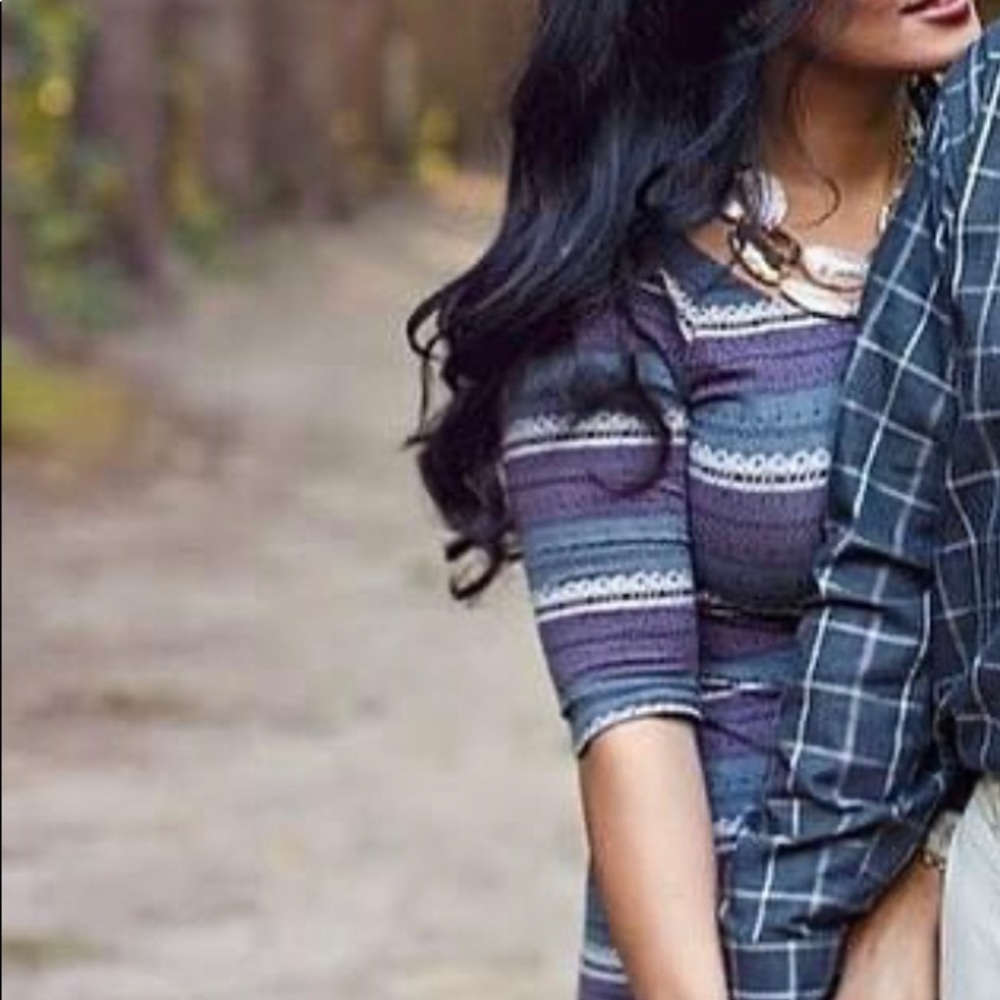 Free People Striped Purple and Blue Knit Bodycon Dress - Picture 4 of 13